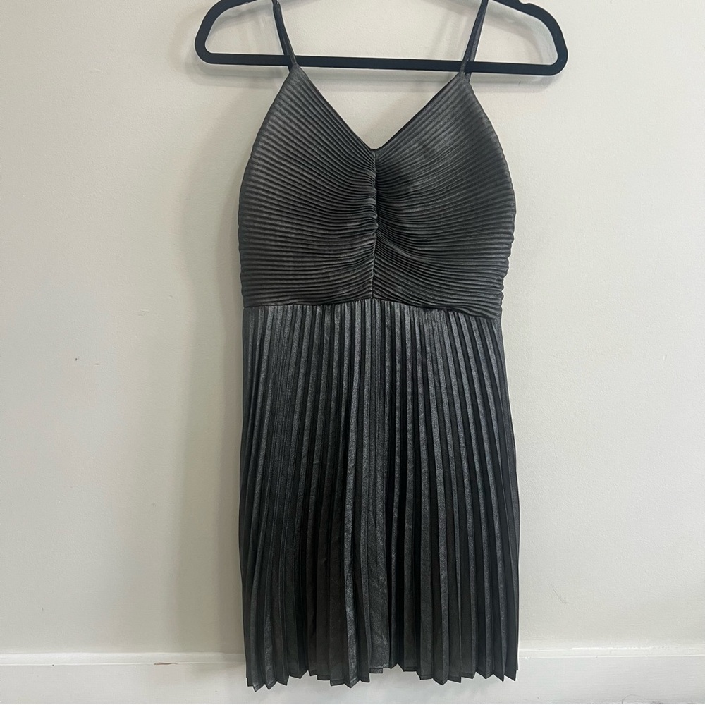 Express Metallic Black Pleated Mini Dress - Picture 1 of 10